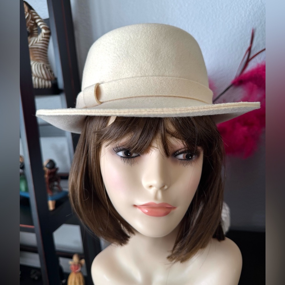 Saks 5th Avenue Cream Wool Fedora - Picture 8 of 11
